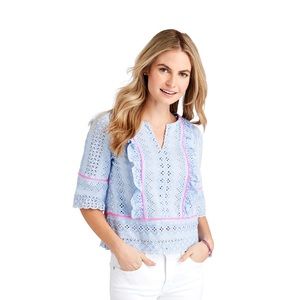 Vineyard Vines Eyelet Pop Trim Top